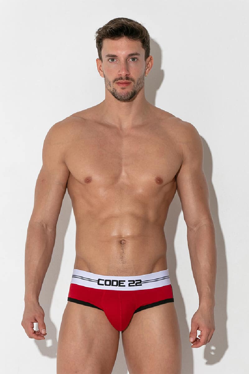 CODE22 POWER SHAPE MENS PADDED BRIEFS RED