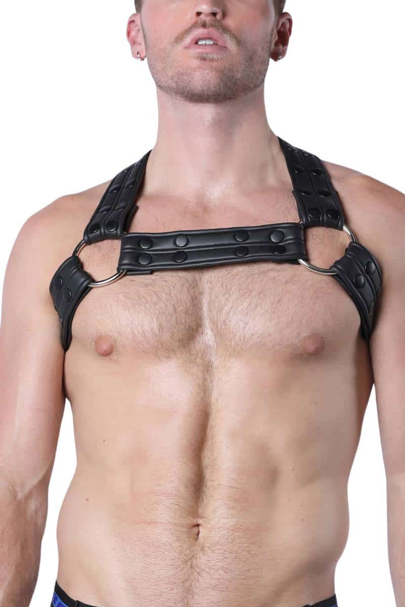 CELLBLOCK13 MENS BATTLE LEATHER LOOK CHEST HARNESS