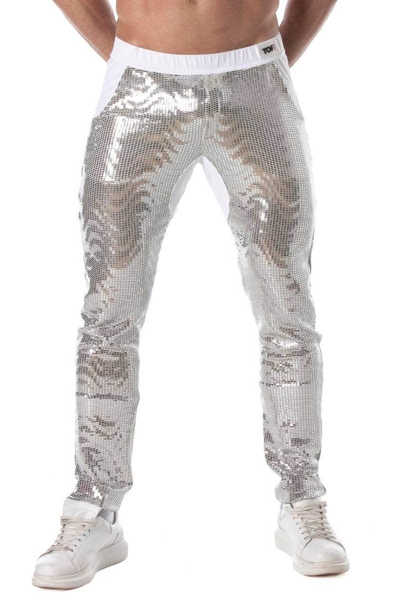 TOF Paris Glitter Pants, Low Rise & Fitted, Pockets