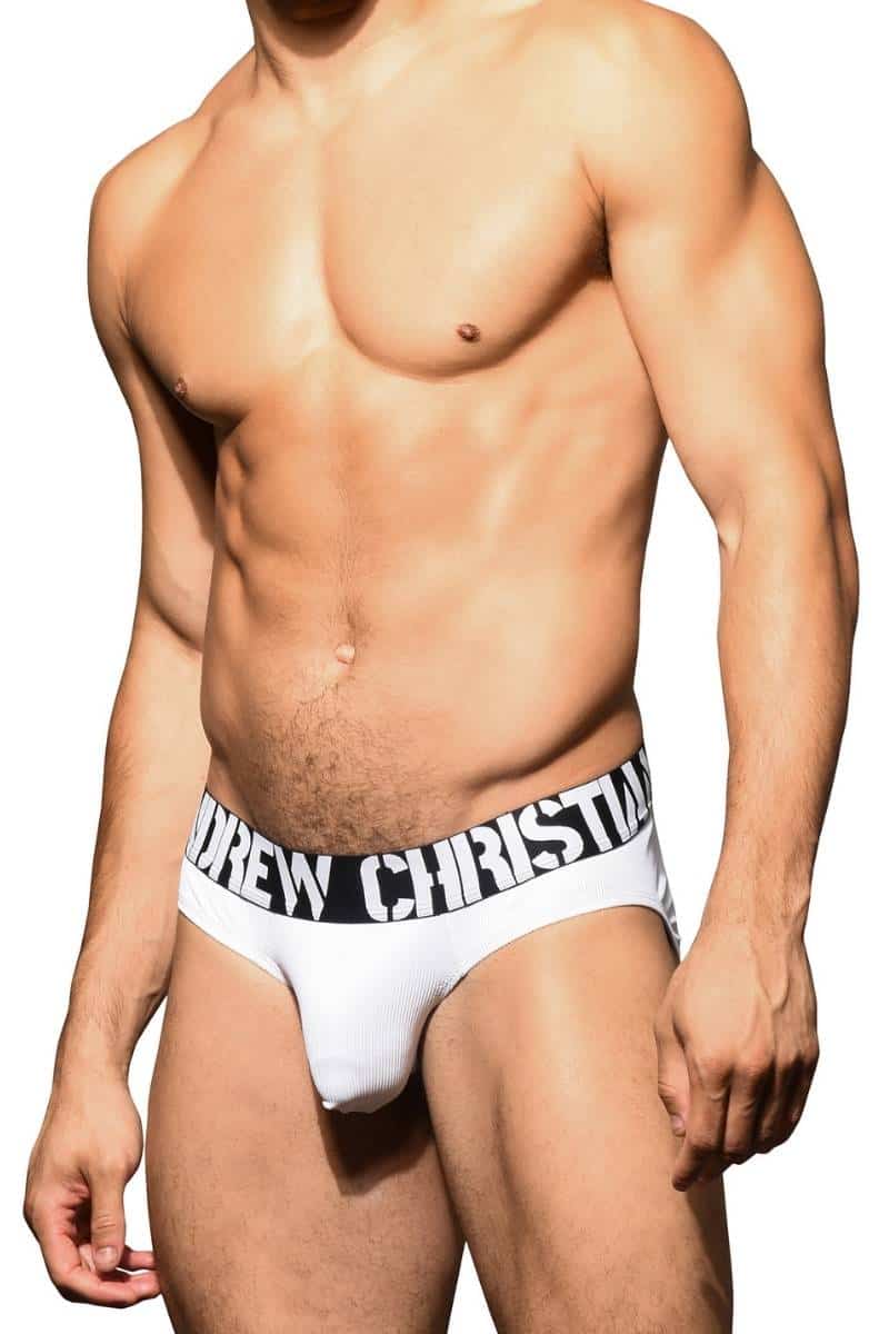 Andrew Christian Men's White Almost Naked Power Rib Brief