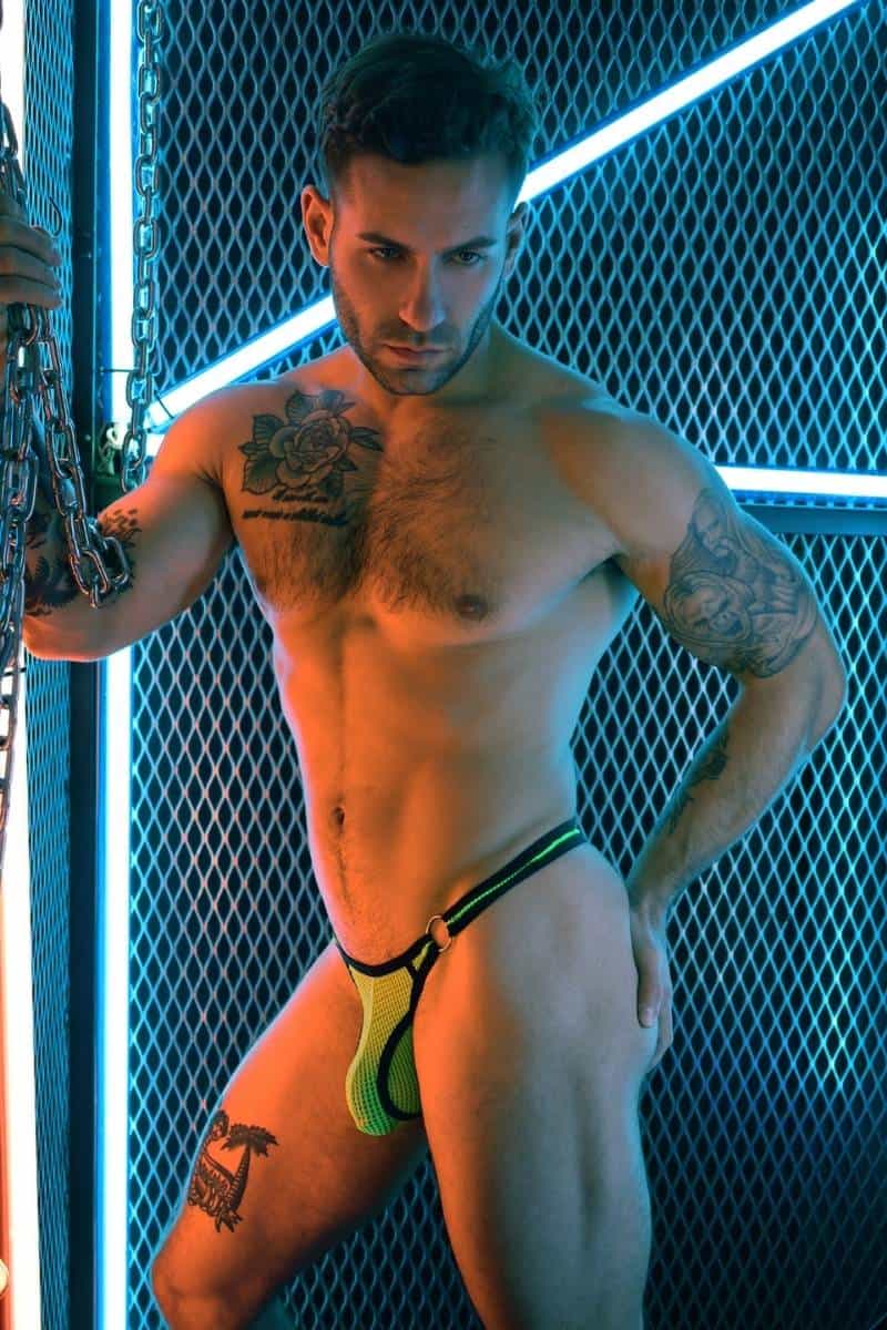 Breedwell Neo Camo Mens Thong in Neon Green Mesh