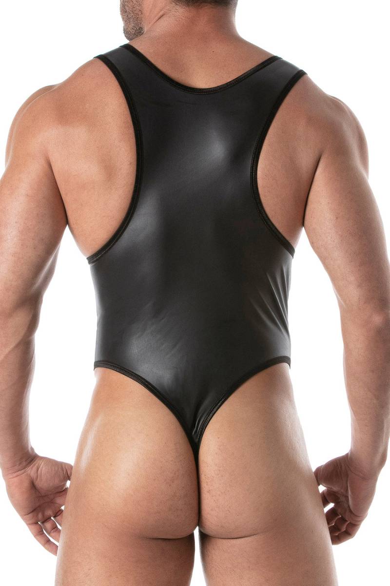 TOF Paris Men's Black Leatherette Body Piece with Thong
