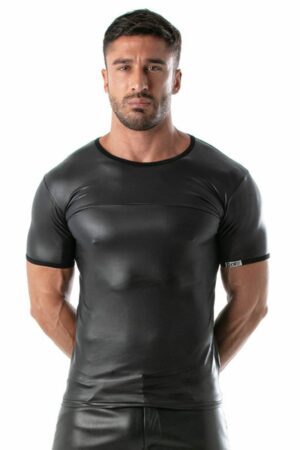 TOF PARIS LEATHER LOOK T SHIRT