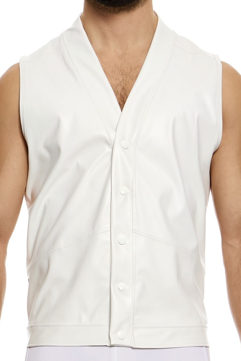 Modus Vivendi Leather Sleeveless Button-Up Vest