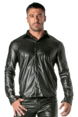 TOF Paris Men's Leatherette Long Sleeved Shirt