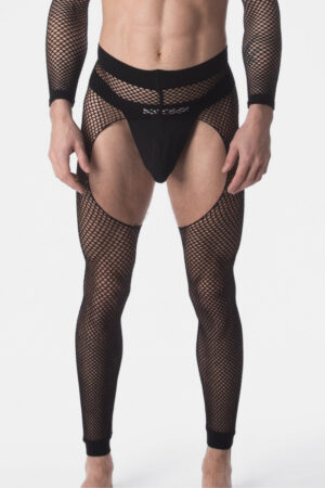 Barcode Berlin Men's See-Through Fishnet Mesh Leggings with Open Front & Backless Rear
