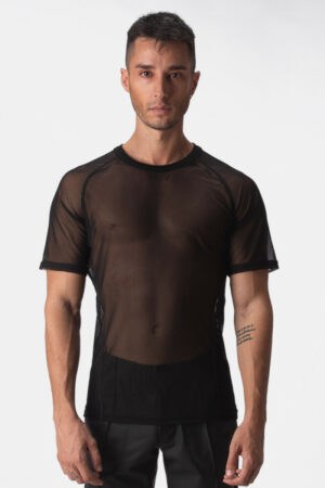Barcode Berlin Men's Lightweight See-Through Sheer Mesh T-Shirt