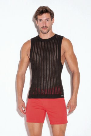 CODE22 Men's Breathable Knitted Stripe Tank Top