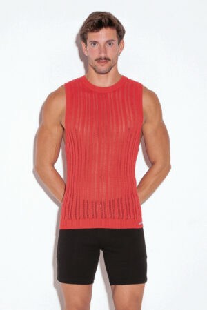 CODE22 Men's Breathable Knitted Stripe Tank Top