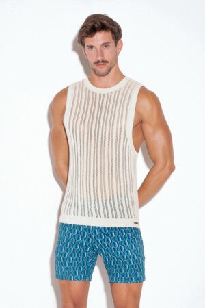 CODE22 Men's Breathable Knitted Stripe Tank Top