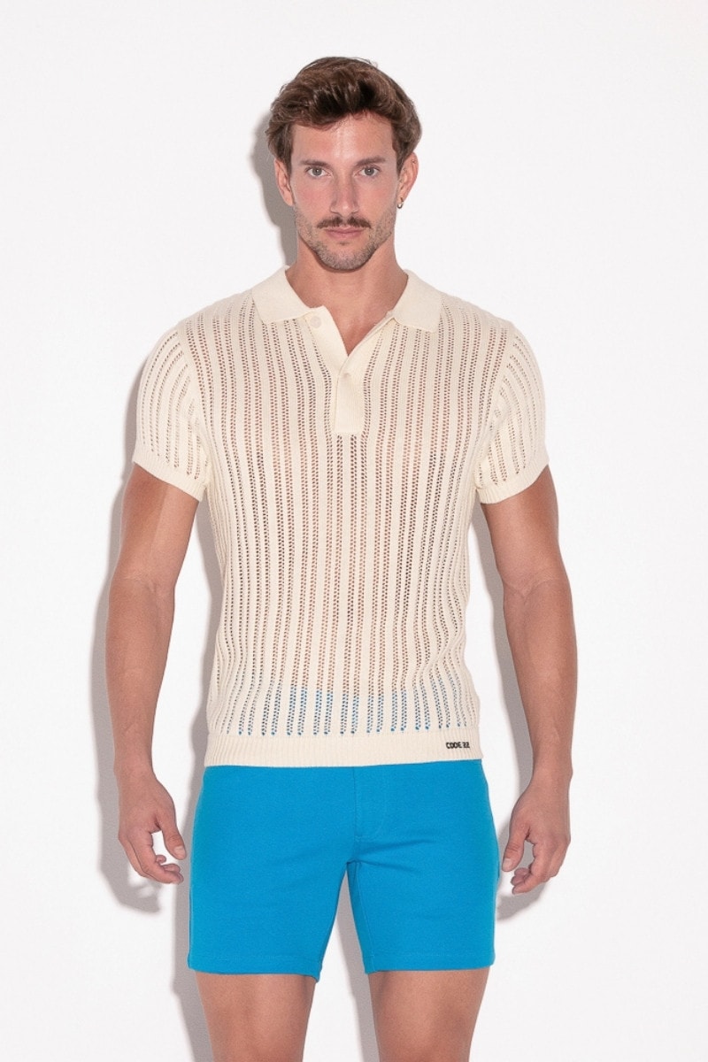 CODE22 Knitted Stripe Polo
