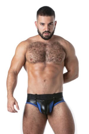 Locker Gear Punch Hole Men's Leatherette Jock Brief with Removable Pouch