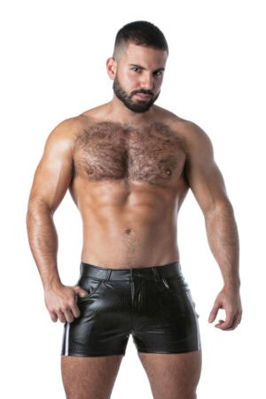 Locker Gear Men's Punch Hole Leather Look Mini Shorts