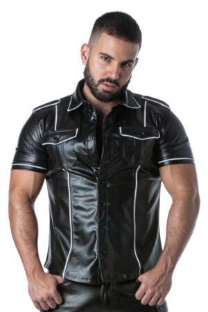 Locker Gear Mens Punch Hole Leatherette Shirt