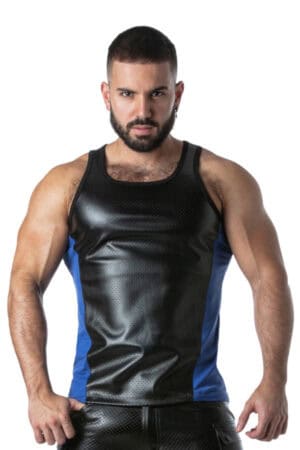 Locker Gear Men's Punch Hole Leather Look Tank Top