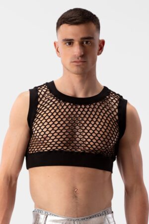 Barcode Berlin Arman Fishnet Mesh Men's Crop Tank Top