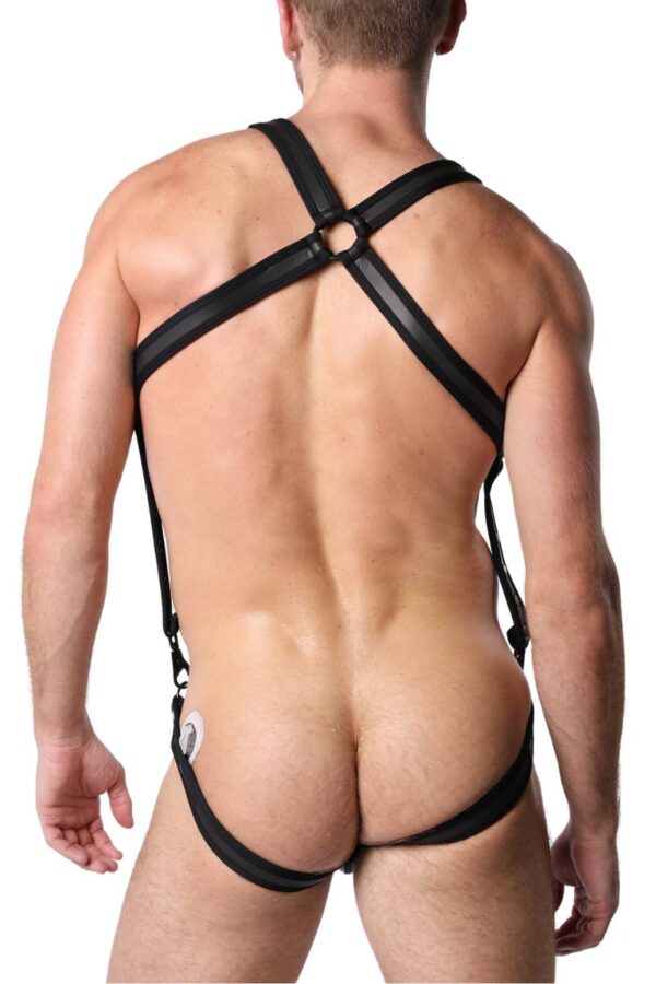 CellBlock13 Double Cross Neoprene Body Harness & Jockstrap CBS315 Black