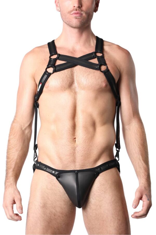 CellBlock13 Double Cross Neoprene Body Harness & Jockstrap CBS315