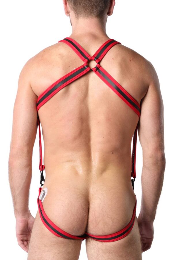 CellBlock13 Double Cross Neoprene Body Harness & Jockstrap CBS315 Red